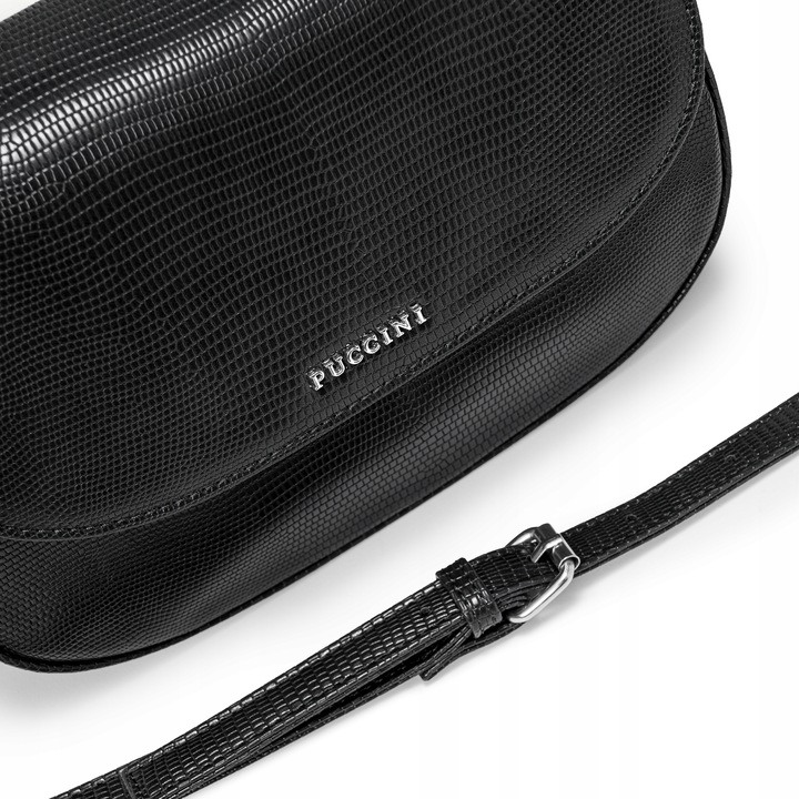 Torebka Damska Crossbody Listonoszka PUCCINI Z Łańcuszkiem Czarna BML057M-1