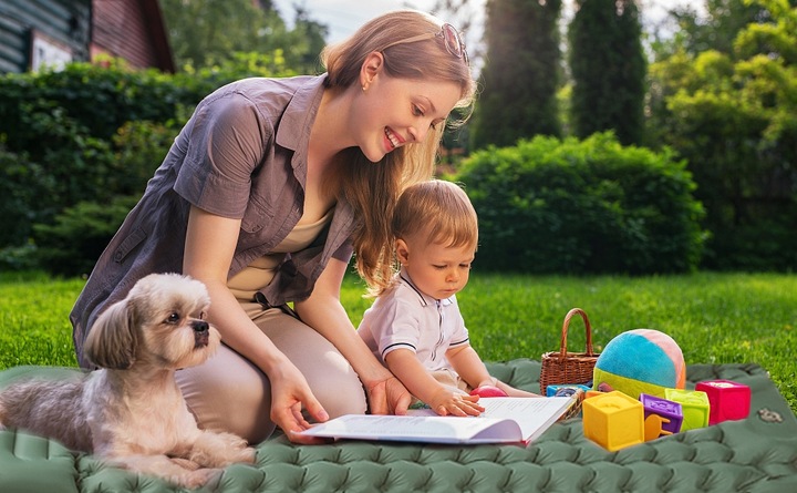 MATA SAMOPOMPUJĄCA KARIMATA DMUCHANA MATERAC 200X70X10CM zPODUSZKĄ MATERAC