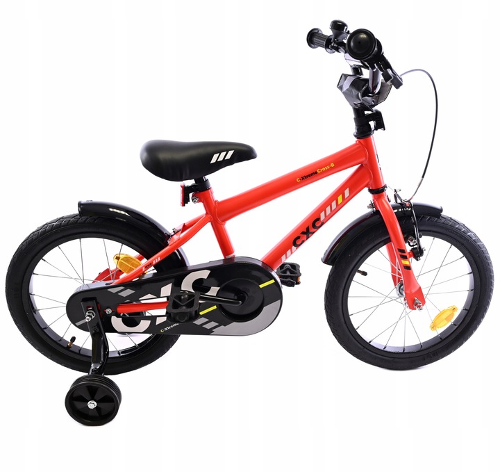 ROWER DZIECIĘCY CZERWONY LEKKA RAMA BOCZNE KÓŁKA ODBLASKI ROWEREK 16 CALI