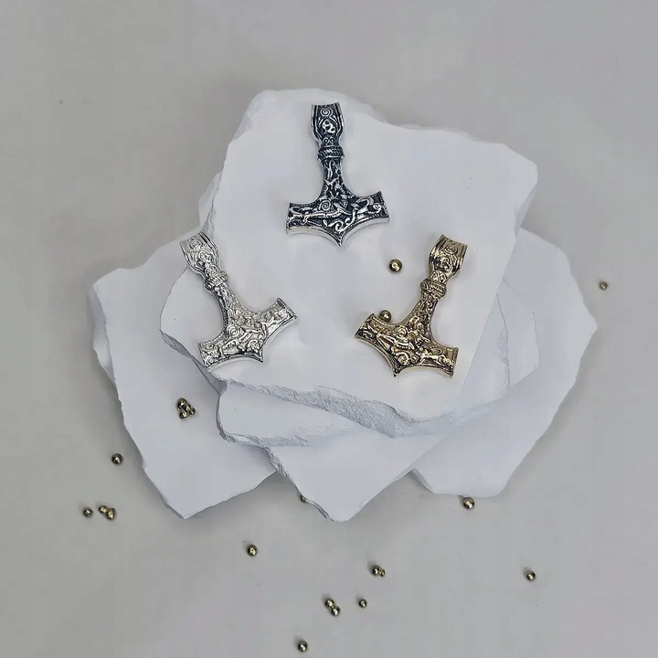 Młot Thora Wisior srebrny oksydowany zawieszka młot thora duża 27g ciężka