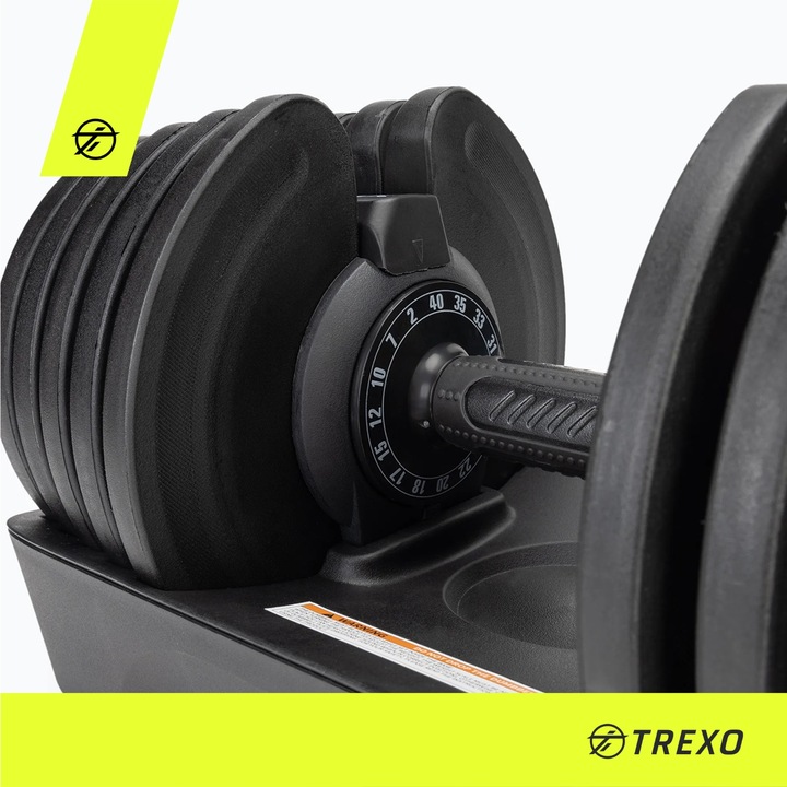 Hantel regulowany TREXO Stalowe TXO-B4W001 40 kg czarny 8 talerzy