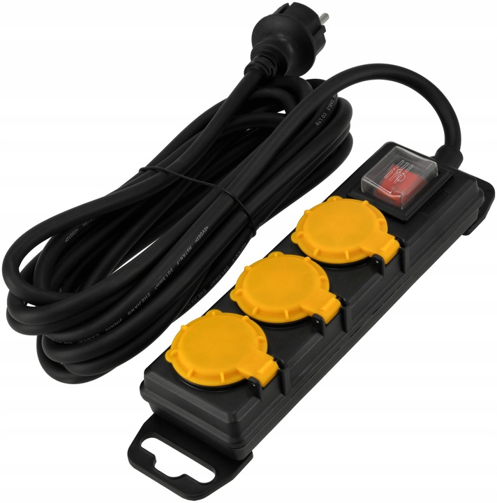 Przedłużacz Listwa Zasilająca 3 Gniazda 5m Wodoszczelny Z Wyłącznikiem IP44