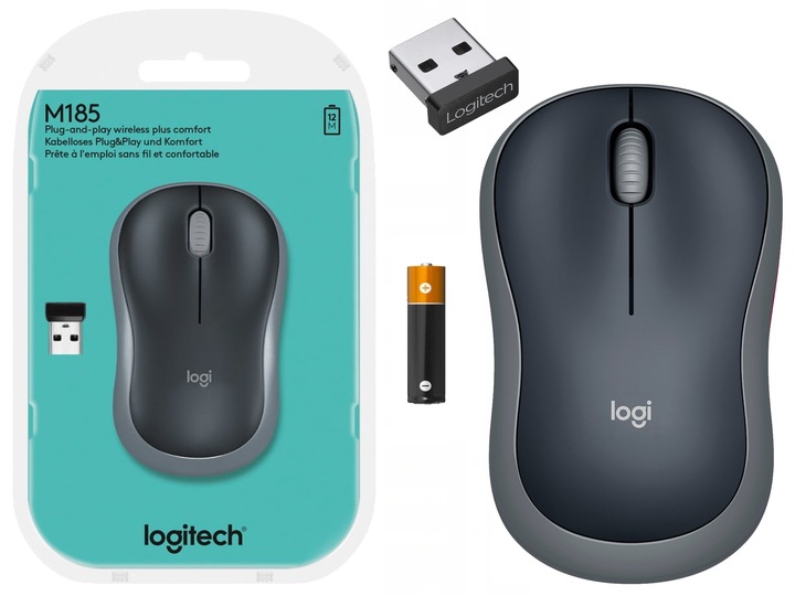 LOGITECH M185 Szara mysz bezprzewodowa