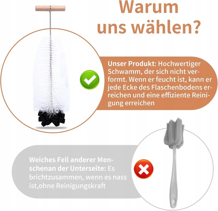 SZCZOTKA DO CZYSZCZENIA BUTELEK SODASTREAM DO BUTELEK I NACZYŃ DŁUGA 35CM