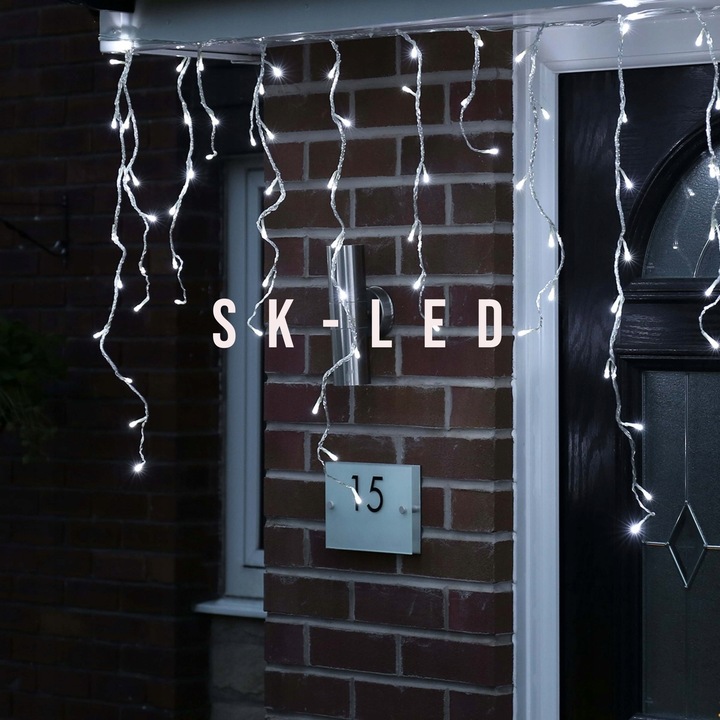 KURTYNA ŚWIETLNA 200 LED 9,5m SOPLE GIRLANDA LED BIAŁA ZIMNA PROGRAMATOR