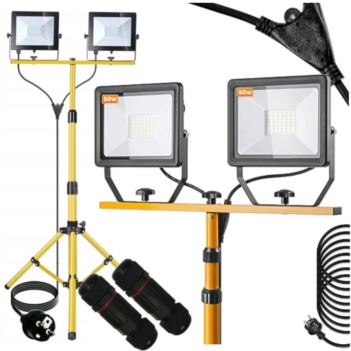 Halogen LED Statyw Budowlany Roboczy Naświetlacz 100W Z Długim Przewodem 5m