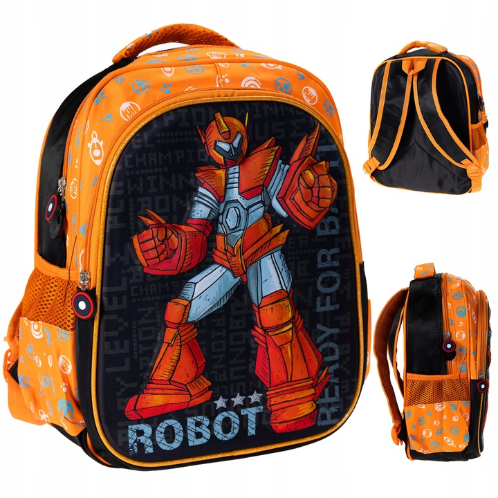 PLECAK SZKOLNY 20L przedszkolny robot transformers CZARNY DO SZKOŁY 3D
