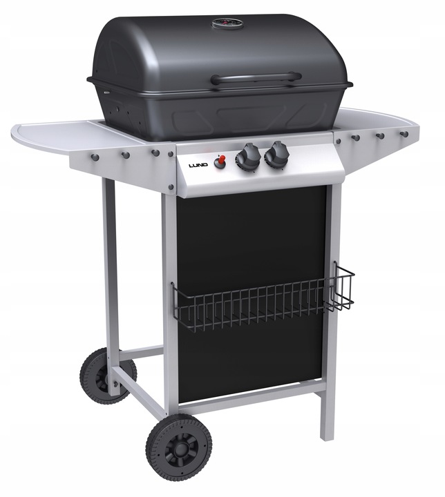 GRILL GAZOWY OGRODOWY BAVEN 2 PALNIKI, 5,5KW Z POKRYWĄ Z TERMOMETREM LUND