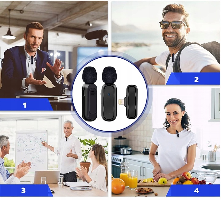 2X MIKROFON KRAWATOWY IPHONE BEZPRZEWODOWY + ETUI