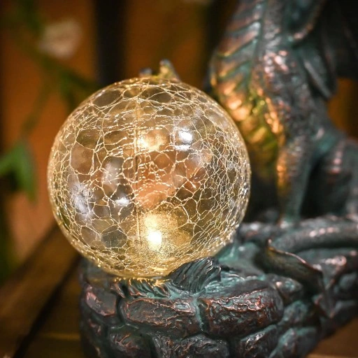 FIGURA OGRODOWA FIGURKA OZDOBA OGRODU DEKORACJA SMOK LAMPKA