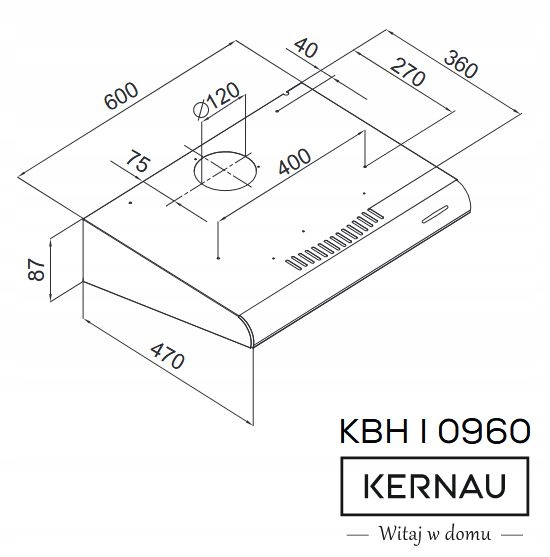 Okap kuchenny podszafkowy KERNAU KBH I 0960 W