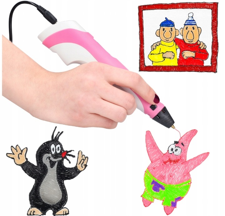 DŁUGOPIS 3D DRUKARKA 3D DLA DZIECI RÓŻOWY + WKŁAD 310m + MATA + SZABLONY