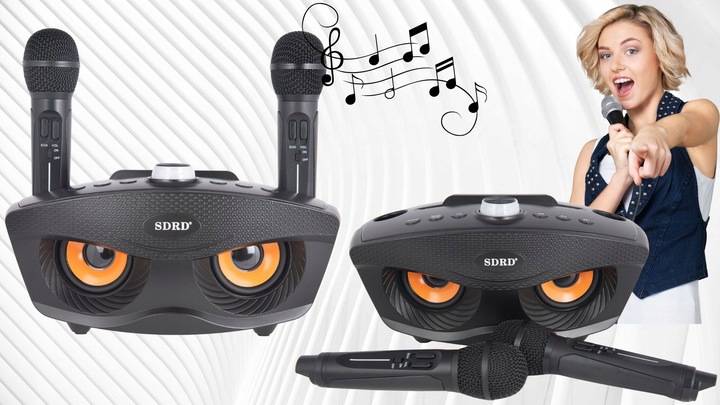 KARAOKE BEZPRZEWODOWY ZESTAW GŁOŚNIK 2 MIKROFONY BLUETOOTH NA IMPREZY SUPER