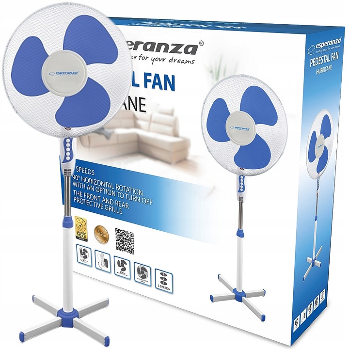 WENTYLATOR 16'' STOJĄCY HURRICANE BIAŁO-NIEBIESKI ESPERANZA EHF001WB