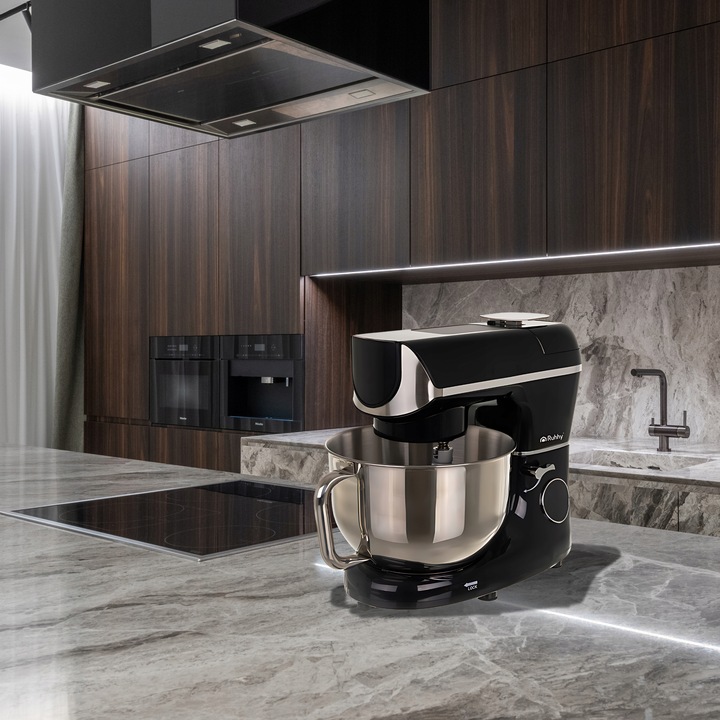 Robot planetarny kuchenny mocny czarny podgrzewana misa 5.5L waga timer