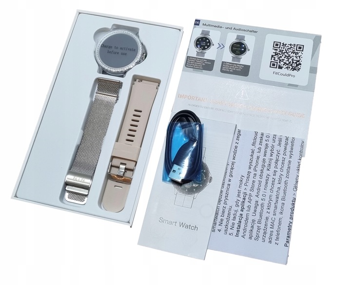 SMARTWATCH DAMSKI ZEGAREK Z FUNKCJĄ ROZMOWY NX1 SILVER MENU PL