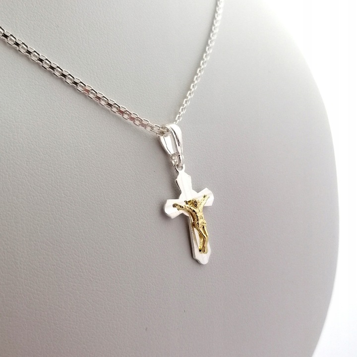 SREBRNY KOMUNIJNY ŁAŃCUSZEK + KRZYŻYK 925 + GRAWER DLA CHŁOPCA DZIEWCZYNKI