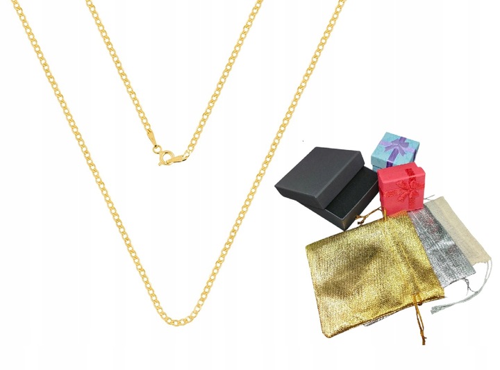 Klasyczny Pozłacany Srebrny Łańcuszek Pancerka Pr. 925 Naszyjnik 60cm x 2mm