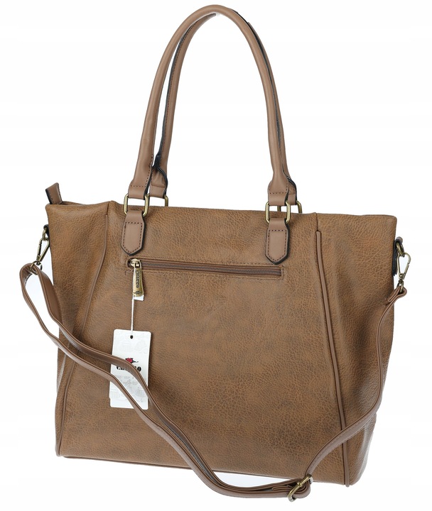 Torebka Damska Listonoszka Shopper Duża A4 Torba na Ramię CH66811 Brązowa