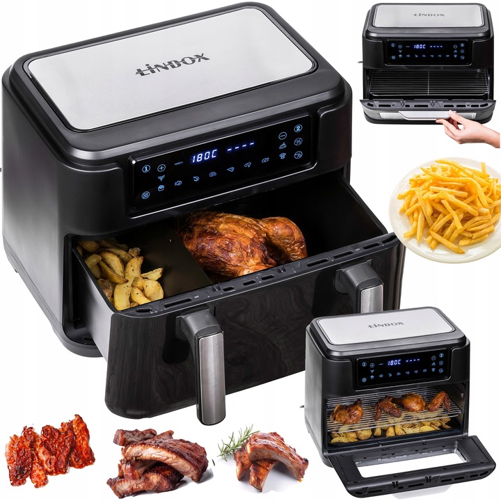 PIEKARNIK FRYTKOWNICA BEZTŁUSZCZOWA 2 KOSZE 8L/2500W 4 URZĄDZENIA W 1