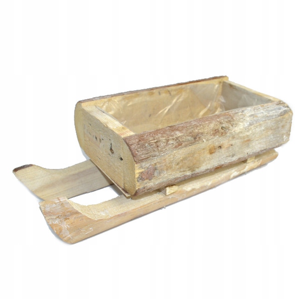 Doniczka donica sanki drewniane kory sanie duże