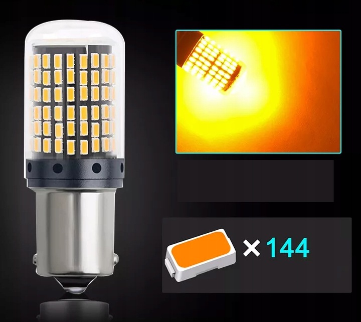 ŻARÓWKI LED BAU15S KIERUNKOWSKAZY POMARAŃCZOWE CAN