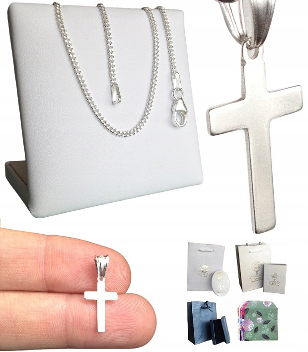 Łańcuszek Srebrny KOMUNIJNY Krzyżyk Srebrny 925 KOMUNIA (na PREZENT)