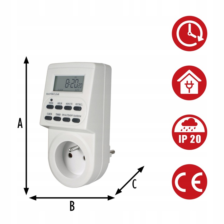Programator Czasowy Elektroniczny Wyświetlacz 230V/16A Certyfikat CE