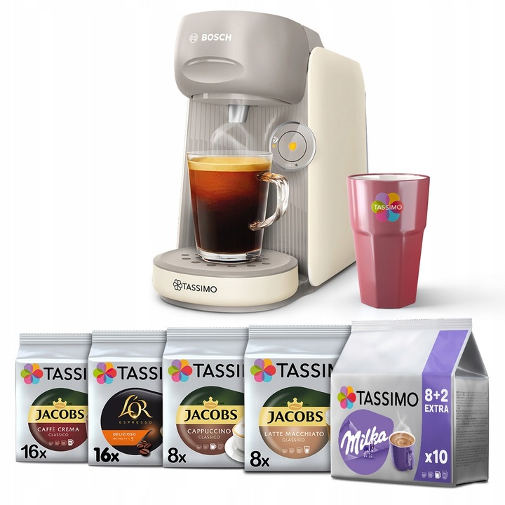 Ekspres do kawy na kapsułki Tassimo Bosch Finesse 5x Tassimo + kubek GRATIS