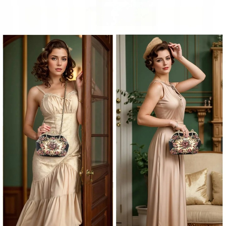 Kwiatowa torebka z górnym uchwytem, torebka wieczorowa Kiss Lock dla