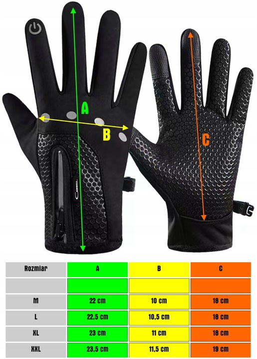 Rękawice Górskie Softshell Narty Rower Touch XXL