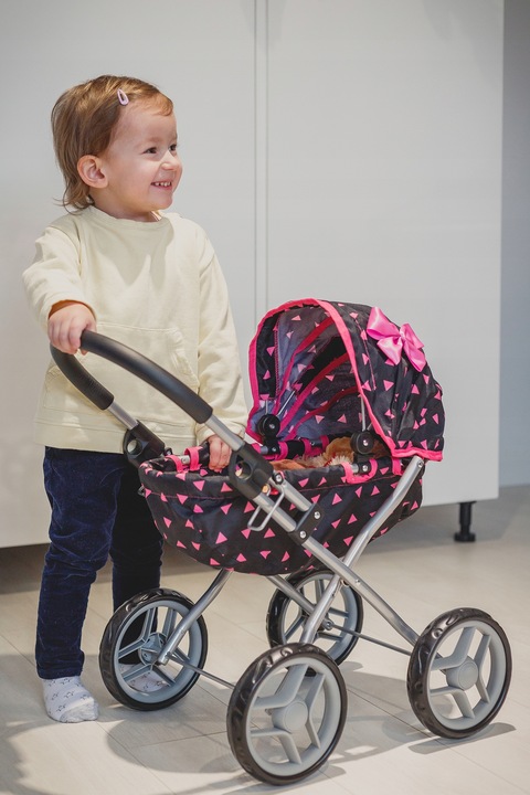 KINDERPLAY WÓZEK DLA LALEK GŁĘBOKI GONDOLA SKŁADANY DASZEK