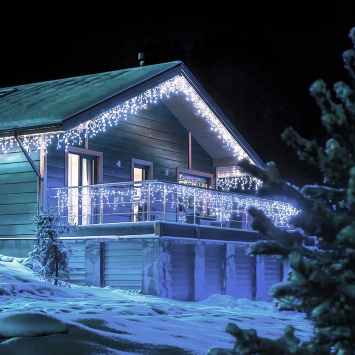 Lampki LED SOPLE ZEWNĘTRZNE flash KURTYNA ŚWIETLNA BIAŁE ZIMNE Biały 300Led