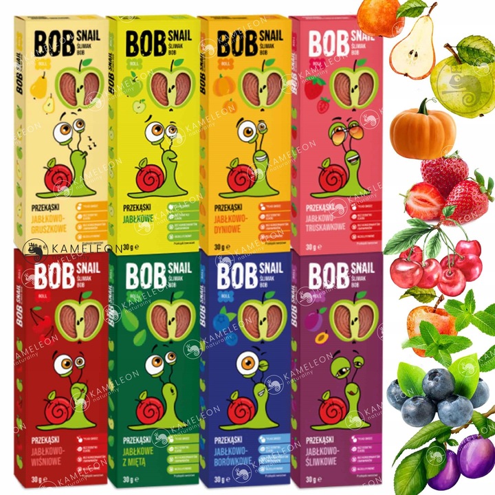 ŚLIMAK BOB SNAIL PRZEKĄSKA bez cukru glutenu 30G MIX SMAKÓW x 8szt 0,24KG
