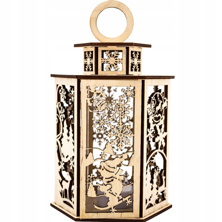 Lampion drewniany z lampką LED ozdoba ŚWIĄTECZNA roraty ADWENT