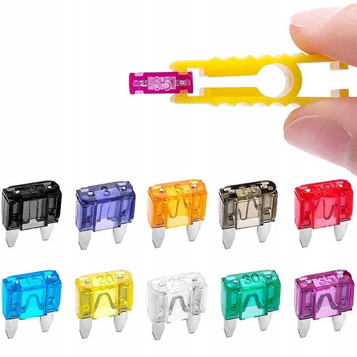 ZESTAW BEZPIECZNIKÓW SAMOCHODOWYCH MINI + UNI + PRÓBNIK 6-24V 12V 240szt.