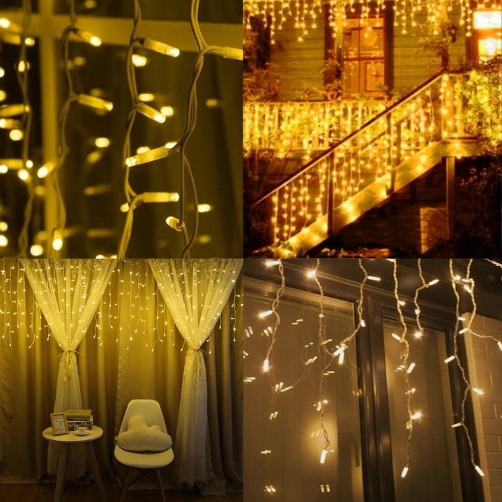 GIRLANDA LED ŚWIĄTECZNA 5M 150 LAMPEK KURTYNA DO DOMU WNĘTRZA NA ZEWNĄTRZ