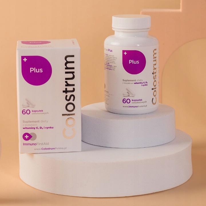 Suplement diety Colostrum PLUS witamina C, D+CYNK KAPSUŁKI 60 dni + prezent