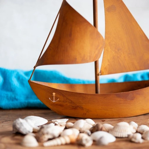 Metalowy Statek Dekoracyjny Ozdoba do Ogrodu Domu Dekoracja Efekt Korten