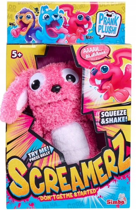 SIMBA SCREAMERZ HASE interaktywna maskotka rozbawiacz różowy króliczek