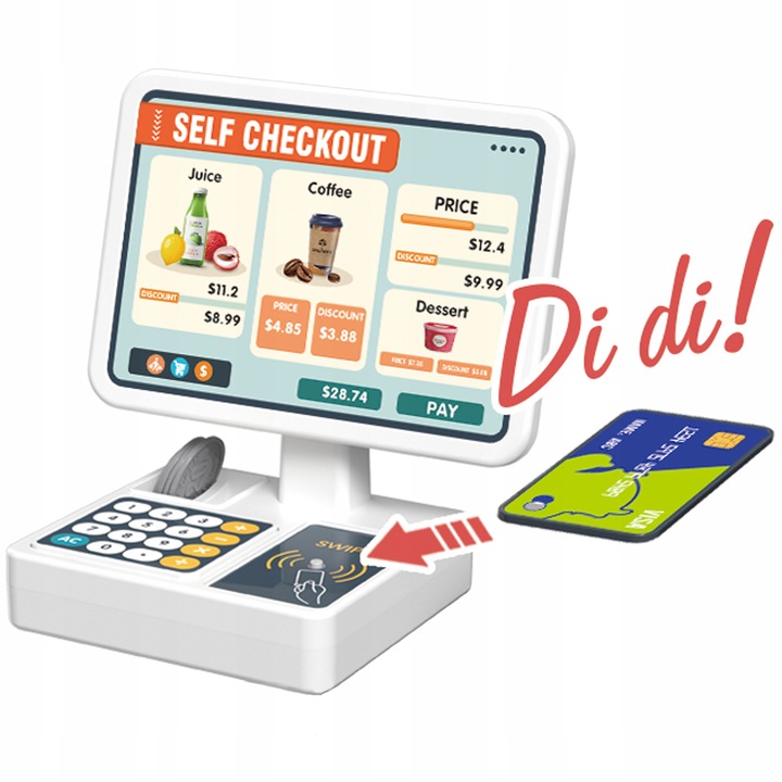 SUPERMARKET SKLEP DLA DZIECI STRAGAN KASA WAGA KOSZYK WÓZEK SMARTFON MATADI