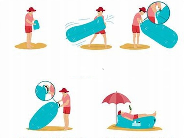 230cm Leżak Na Powietrze Materac Plażowy Air Sofa Łóżko Lazy Bag Błekitny