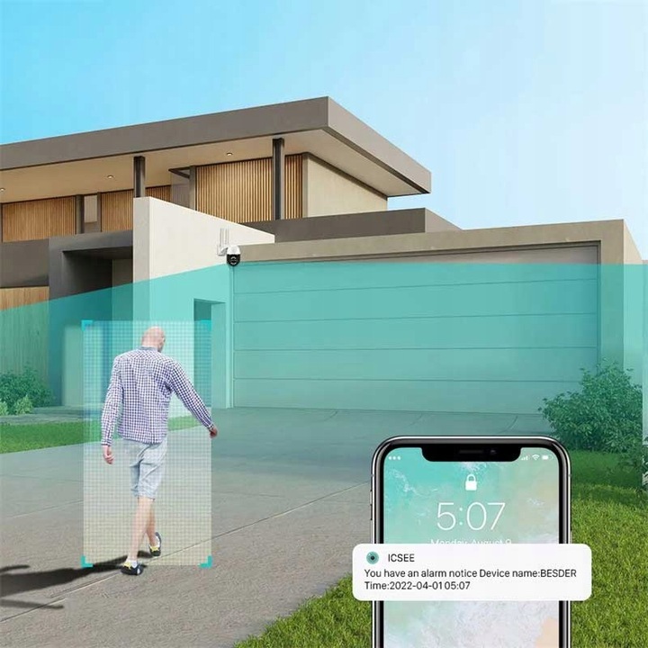 Zewnętrzna obrotowa kamera IP 2w1 8X ZOOM 2x 4MPx WIFI 2K