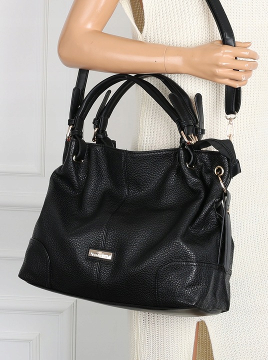 Torebka Damska shopperka A4 worek pojemna listonoszka modna CH3321 Czarna