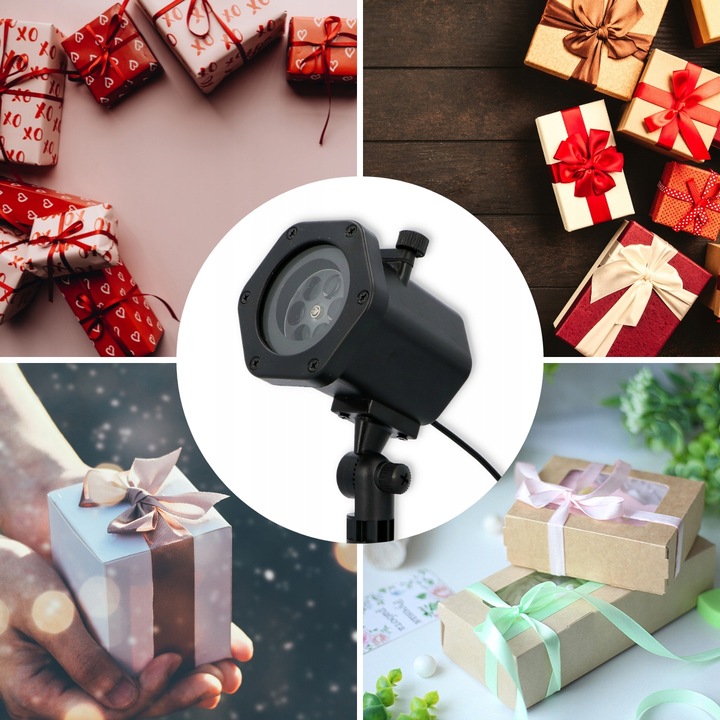 Projektor LASEROWY + świąteczny LED reflektor RZUTNIK 12 KART 6W 48 WZORÓW