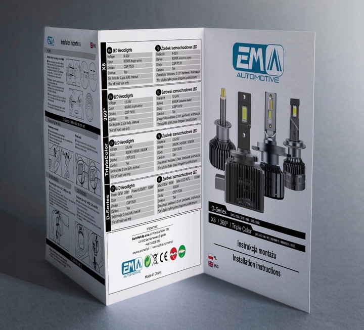 Żarówki H7 LED CSP biała 6500K 1do1 12V CANBUS CAN MOCNE WIECEJ ŚWIATŁA