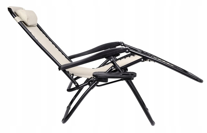 LEŻAK OGRODOWY JASNY BEŻOWY ORION FUNKCJA ZERO GRAVITY