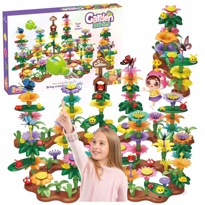 KLOCKI KONSTRUKCYJNE KWIATY 272 ELEMENTY KREATYWNY ZESTAW W PUDEŁKU PREZENT