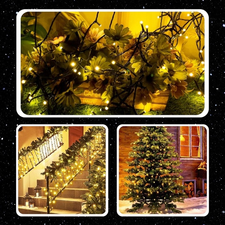 LAMPKI CHOINKOWE ŚWIATEŁKA 500LED ZEWNĘTRZNE WEWNĘTRZNE BIAŁE CIEPŁE 32M