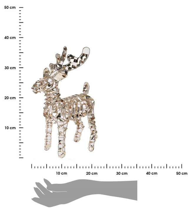 RENIFER ZŁOTY zdobiony 50 micro Led ŚWIECĄCY dekoracja świąteczna 37 cm